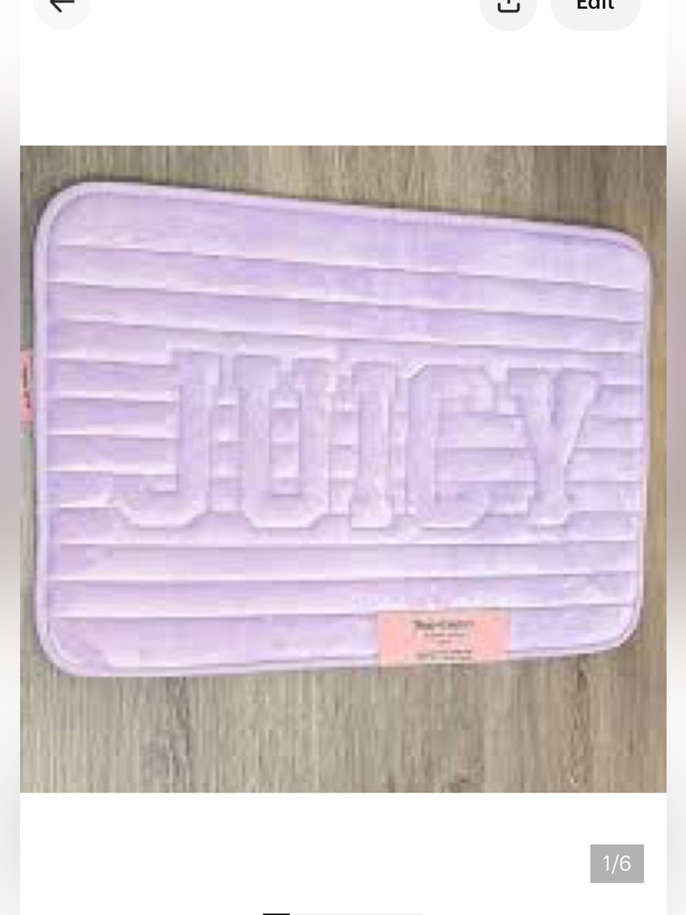Juicy Couture NWT Purple memory foam rug with quilted Juicy Logo